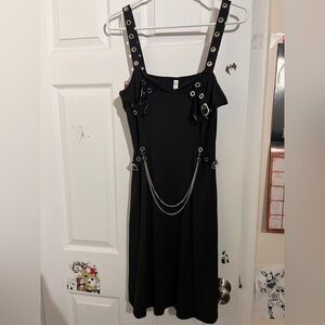 Dress Forum Black Gothic Chain Strap Midi Dress